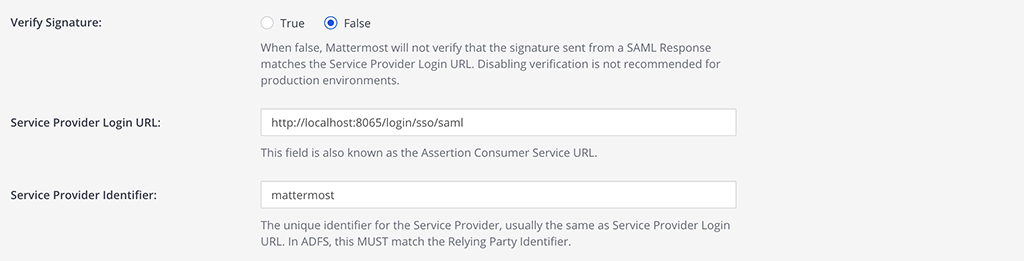 시스템 콘솔에서 문서에 나온 대로 SAML을 구성합니다. Service Provider Identifier는 Keycloak에 구성한 Client ID와 일치합니다.